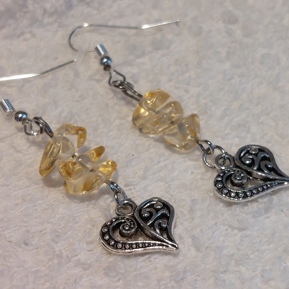 Handmade Citrine dangling earrings